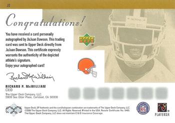 2000 SP Authentic - Sign of the Times #JD JaJuan Dawson Back