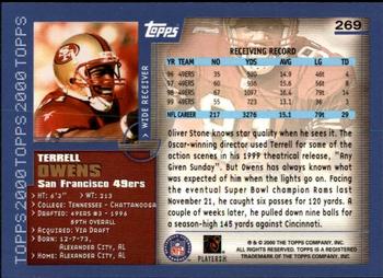 2000 Topps - Topps Collection #269 Terrell Owens Back