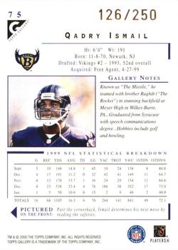 2000 Topps Gallery - Player's Private Issue #75 Qadry Ismail Back