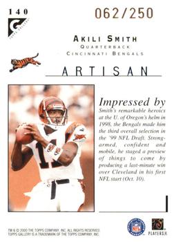 2000 Topps Gallery - Player's Private Issue #140 Akili Smith Back
