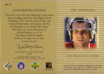 2000 Upper Deck Montana Master Collection - Mystery Inserts #MC6 Joe Montana Back