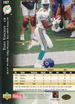 1995 Upper Deck #187 Troy Vincent Back