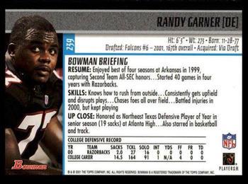 2001 Bowman - Gold #239 Randy Garner Back