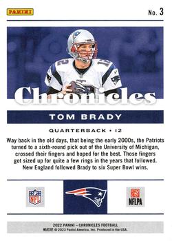 2022 Panini Chronicles #3 Tom Brady Back
