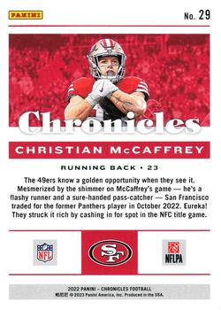 2022 Panini Chronicles #29 Christian McCaffrey Back