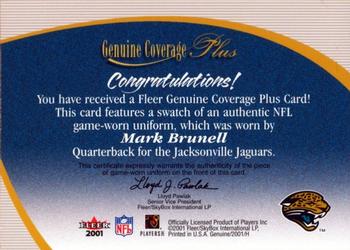 2001 Fleer Genuine - Genuine Coverage Plus #NNO Mark Brunell Back