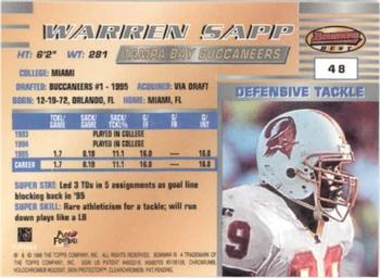 1996 Bowman's Best #48 Warren Sapp Back