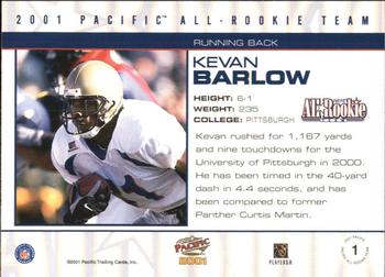 2001 Pacific - All-Rookie Team #1 Kevan Barlow Back
