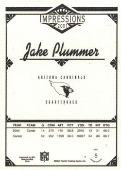 2001 Pacific Canvas Impressions - Premiere Date #5 Jake Plummer Back