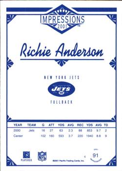 2001 Pacific Canvas Impressions - Retail #91 Richie Anderson Back