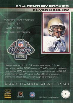 2001 Pacific Crown Royale - 21st Century Rookies #1 Kevan Barlow Back