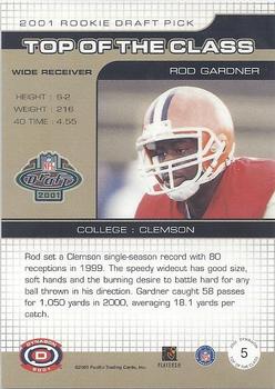 2001 Pacific Dynagon - Top of the Class #5 Rod Gardner Back