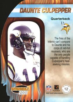 2001 Pacific Invincible - Heat Seekers #12 Daunte Culpepper Back