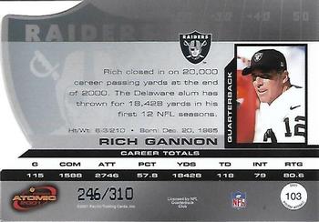 2001 Pacific Prism Atomic - Red #103 Rich Gannon Back