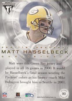 2001 Pacific Private Stock Titanium Postseason Edition - Jerseys #90 Matt Hasselbeck Back