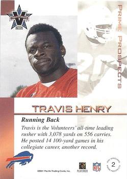 2001 Pacific Vanguard - Prime Prospects Bronze #2 Travis Henry Back