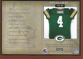 2001 Playoff Honors - Game Day Jerseys #GD-20 Brett Favre Back