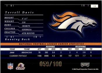 2001 Playoff Preferred - National Treasures Gold #13 Terrell Davis Back