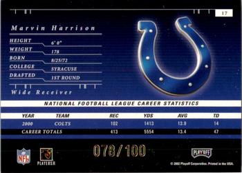 2001 Playoff Preferred - National Treasures Gold #17 Marvin Harrison Back