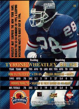 1996 Collector's Edge Advantage #44 Tyrone Wheatley Back
