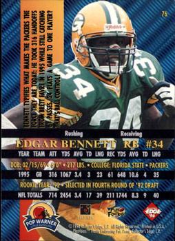 1996 Collector's Edge Advantage #76 Edgar Bennett Back