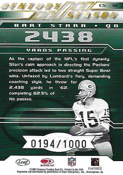 2001 Quantum Leaf - Century Season #CS-18 Bart Starr Back