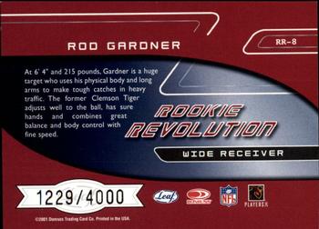 2001 Quantum Leaf - Rookie Revolution #RR-8 Rod Gardner Back
