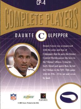 2001 Score - Complete Players #CP-4 Daunte Culpepper Back