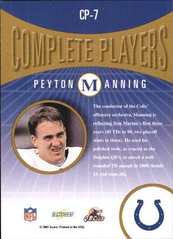 2001 Score - Complete Players #CP-7 Peyton Manning Back