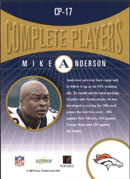2001 Score - Complete Players #CP-17 Mike Anderson Back