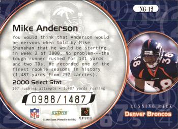 2001 Score - Numbers Game #NG-12 Mike Anderson Back