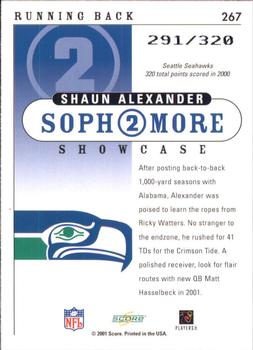 2001 Score - Scorecard #267 Shaun Alexander Back