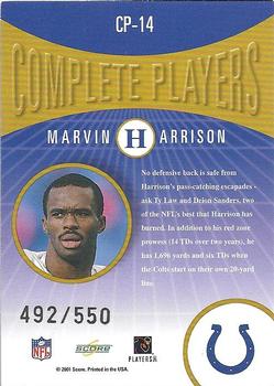 2001 Score Select - Complete Players #CP-14 Marvin Harrison Back