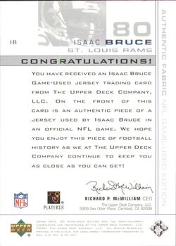 2001 SP Game Used Edition - Authentic Fabric #IB Isaac Bruce Back