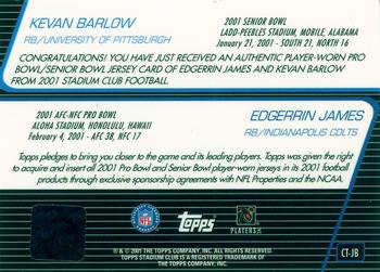 2001 Stadium Club - Common Threads #CT-JB Edgerrin James / Kevan Barlow Back