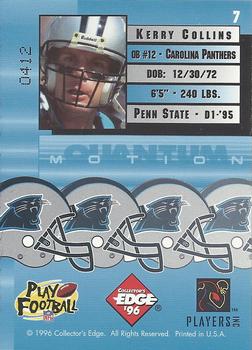1996 Collector's Edge - Quantum Motion #7 Kerry Collins Back