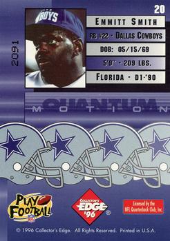 1996 Collector's Edge - Quantum Motion #20 Emmitt Smith Back