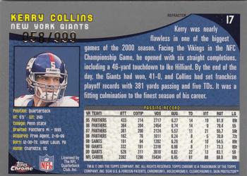 2001 Topps Chrome - Refractors #17 Kerry Collins Back