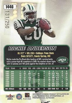 2001 Ultra - Gold Medallion #144G Richie Anderson Back