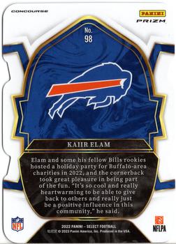 2022 Panini Select - Silver Prizm Die Cut #98 Kaiir Elam Back