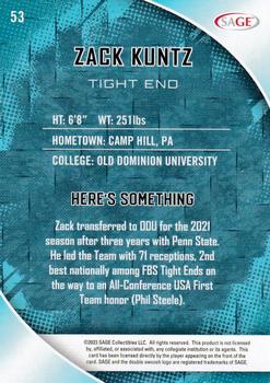 2023 SAGE HIT - Purple #53 Zack Kuntz Back