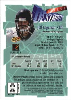 1996 Finest - Refractors #29 Jeff Lageman Back