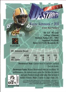 1996 Finest - Refractors #72 Wayne Simmons Back