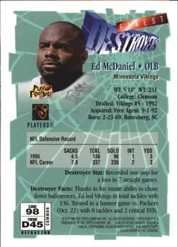 1996 Finest - Refractors #98 Ed McDaniel Back