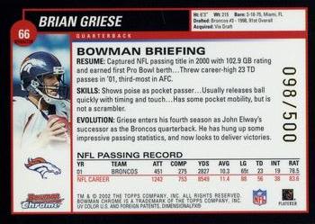 2002 Bowman Chrome - Refractors #66 Brian Griese Back