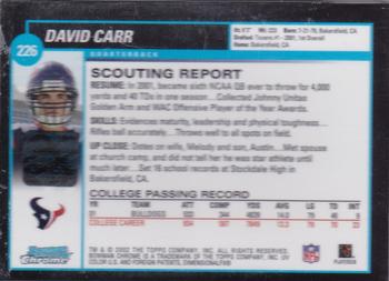 2002 Bowman Chrome - Uncirculated #226 David Carr Back