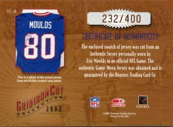 2002 Donruss Gridiron Kings - Gridiron Cut Collection #GC-81 Eric Moulds Back