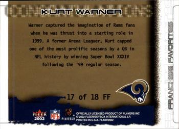 2002 Flair - Franchise Favorites #17 FF Kurt Warner Back
