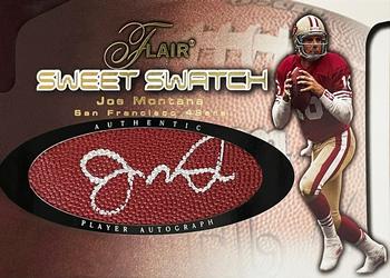 2002 Flair - Sweet Swatch Memorabilia Autographs Gold #JMA Joe Montana Front