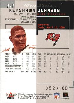 2002 Fleer Box Score - First Edition #111 Keyshawn Johnson Back